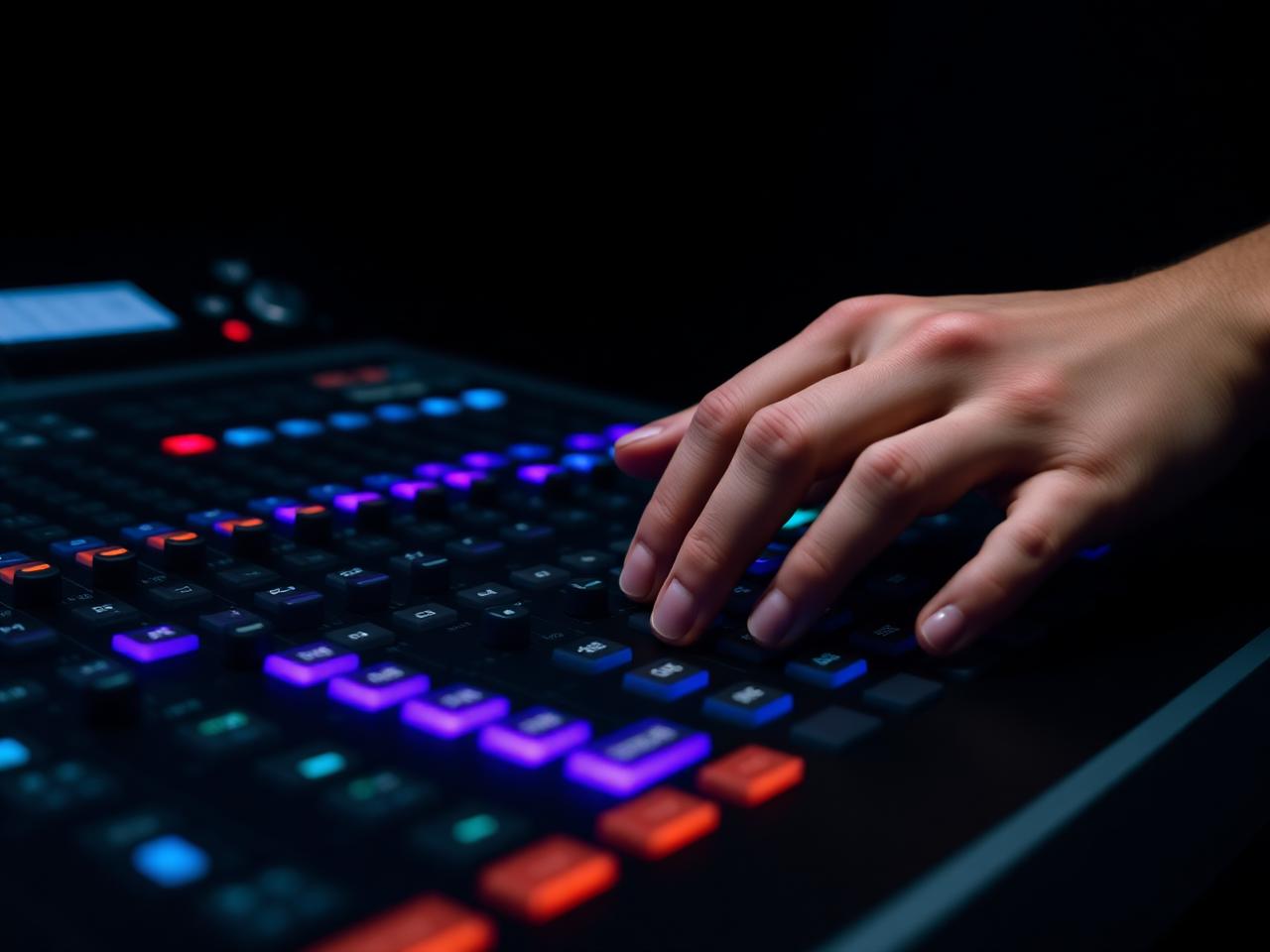 Lighting and audio control console at an event